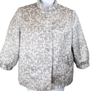George Ivory & Taupe Jacquard Statement Jacket 16